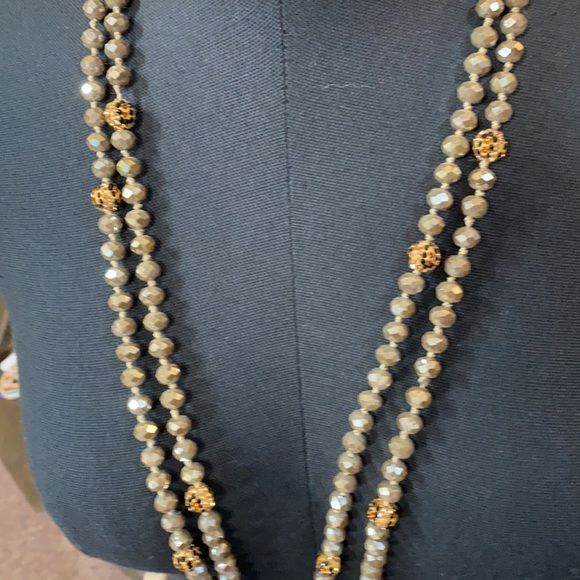 Colorful Crystal Beaded Necklace Long Leopard Bead - Picture 2 of 4